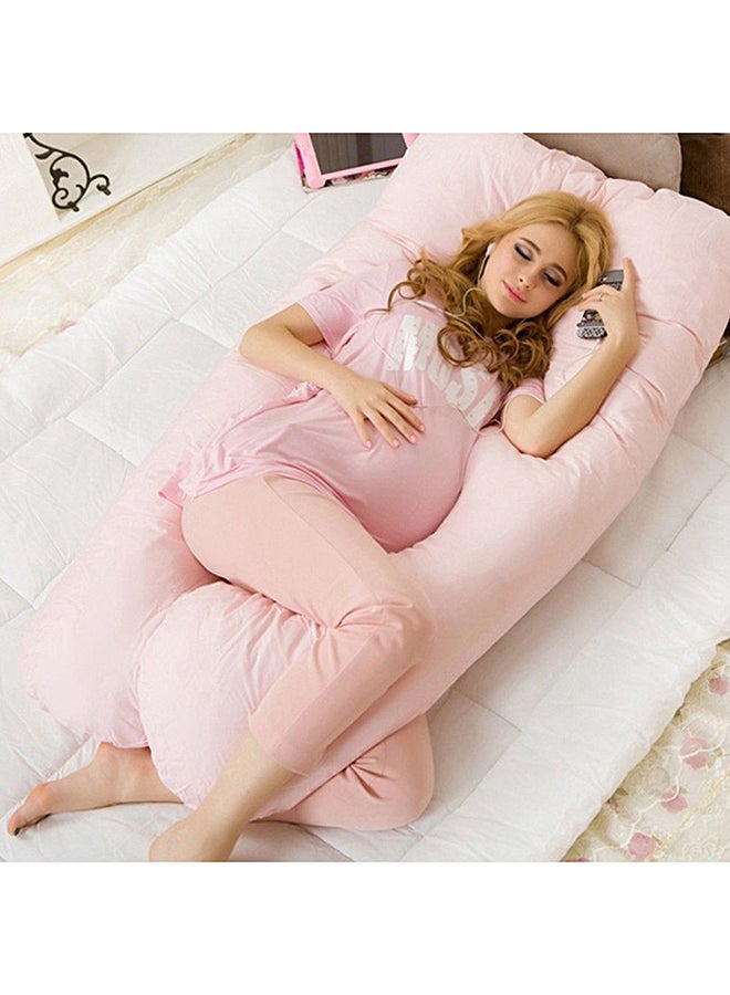 U-Shaped Maternity Pillow Cotton Pink 75x125cm - Image 2