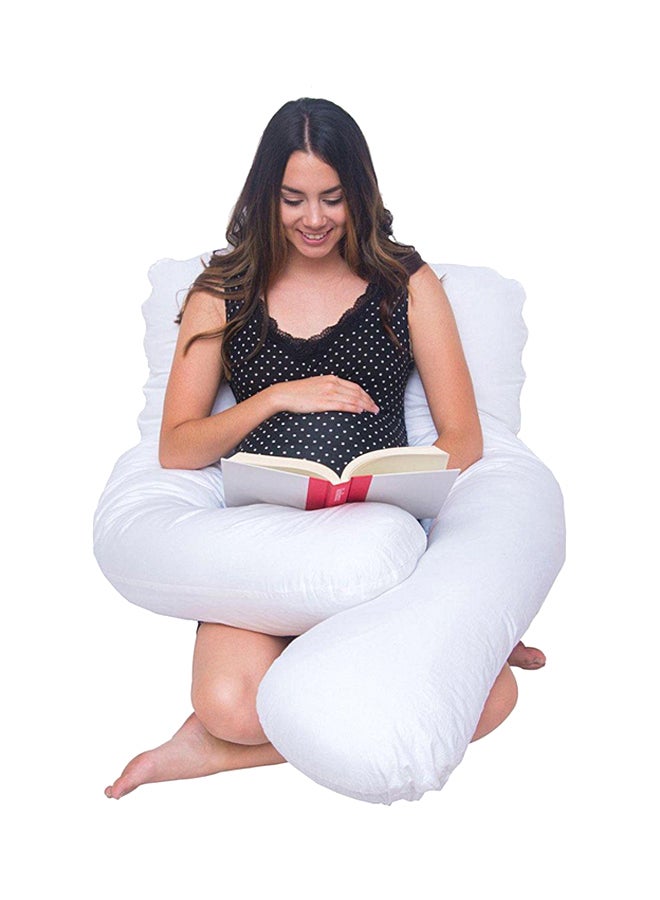 U-Shaped Maternity Pillow Cotton White 100x120cm - Image 2
