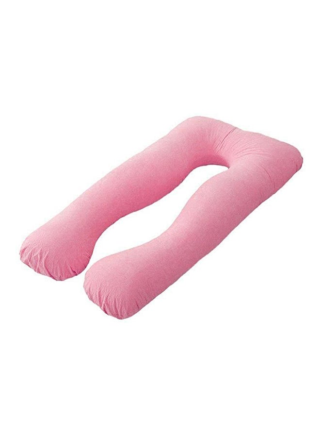 U-Shaped Maternity Pillow Cotton Pink 70x130cm - Image 1