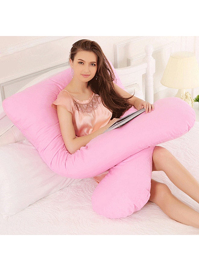U-Shaped Maternity Pillow Cotton Pink 70x130cm - Image 2
