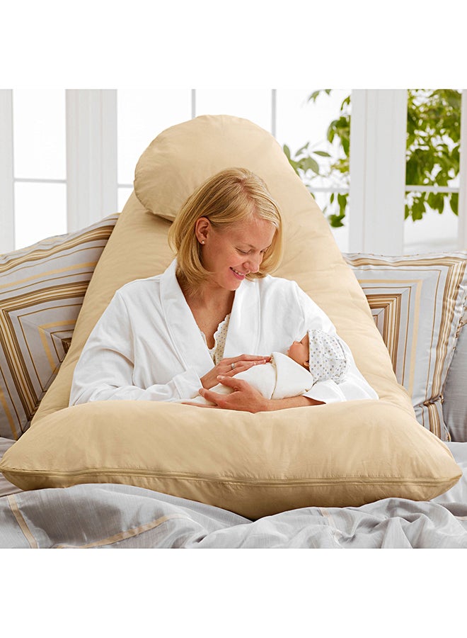 U-Shaped Maternity Pillow Cotton Beige 80x120cm  - Image 2