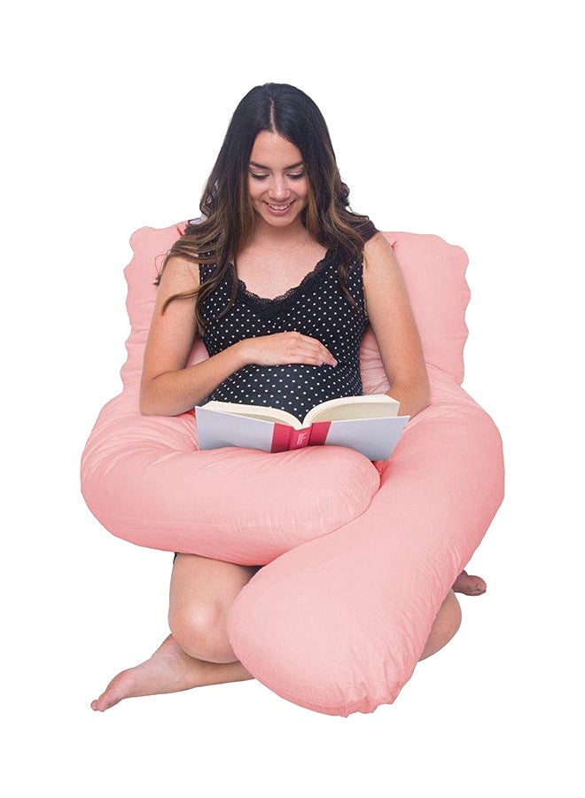 وسادة حمل وولادة شكل حرف U قطن وردي 80x130سم - Image 2