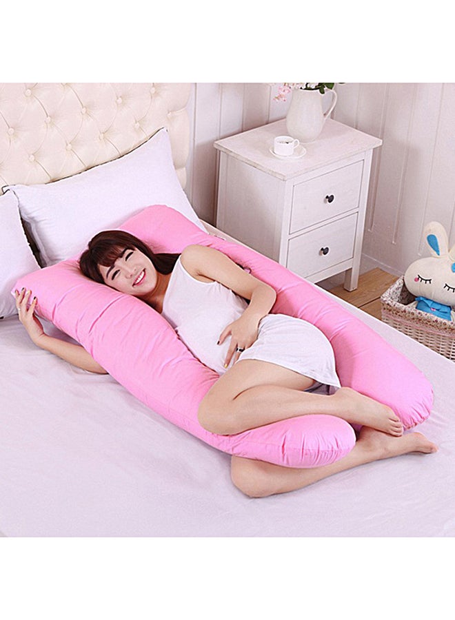 U-Shaped Maternity Pillow Cotton Pink 80x120cm - Image 2