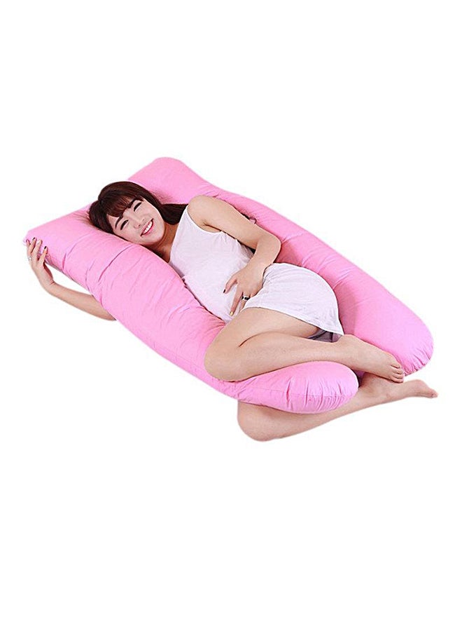 U-Shaped Maternity Pillow Cotton Pink 80x120cm