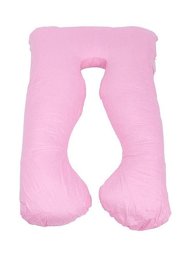 U-Shaped Maternity Pillow Cotton Pink 80x120cm - Image 1