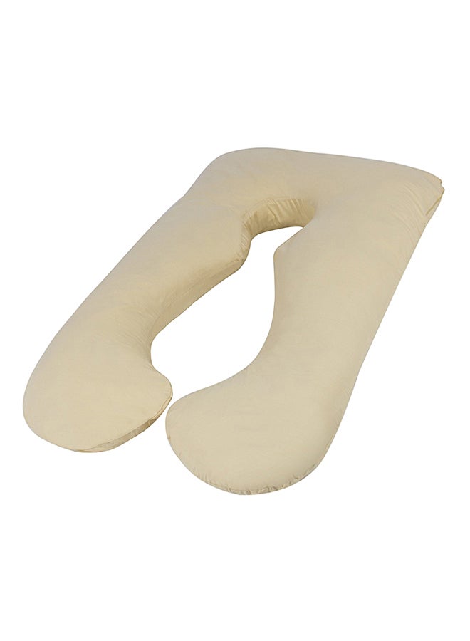 U-Shaped Maternity Pillow Cotton Beige 80x120cm 