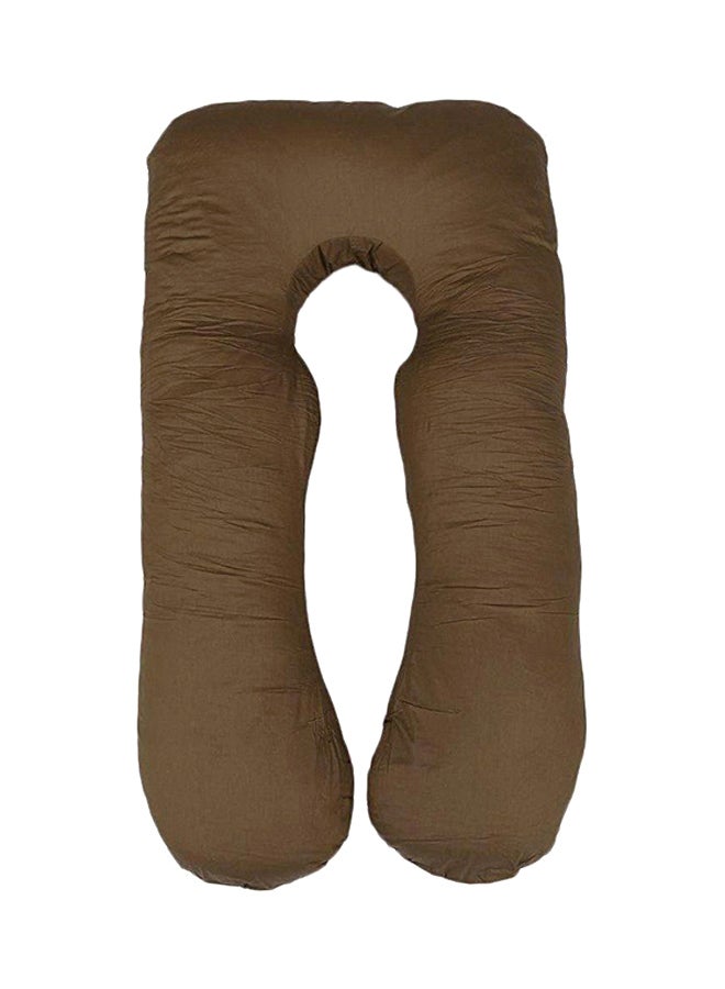 U-Shaped Maternity Pillow Cotton Brown 80x120cm - Image 1