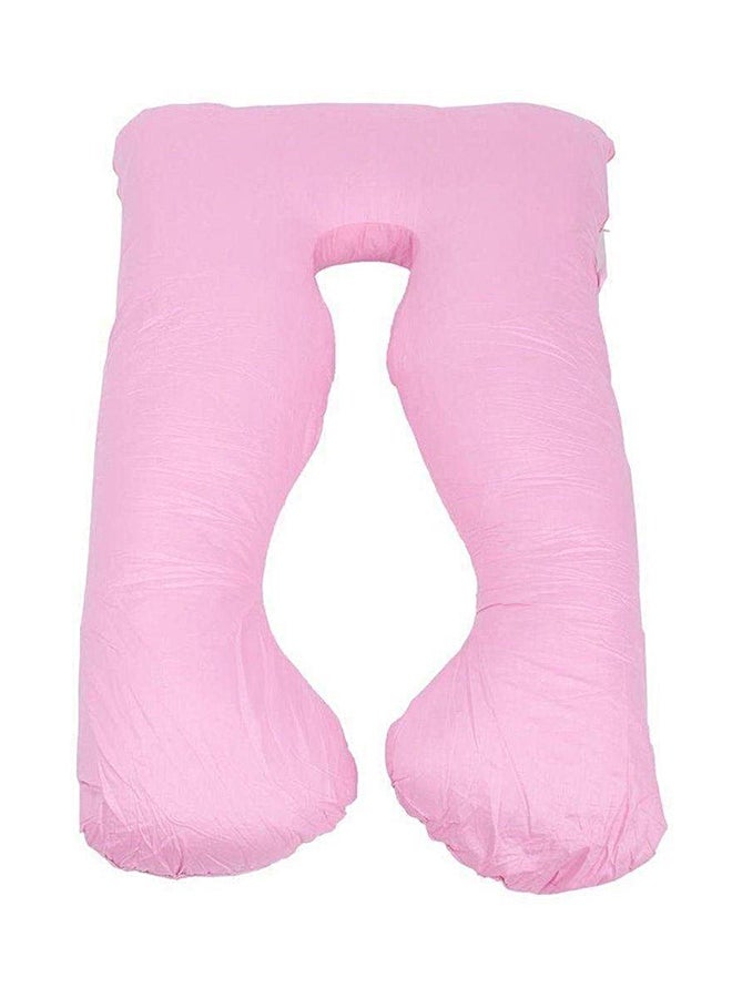 U-Shaped Maternity Pillow Cotton Pink 80x120cm - Image 1