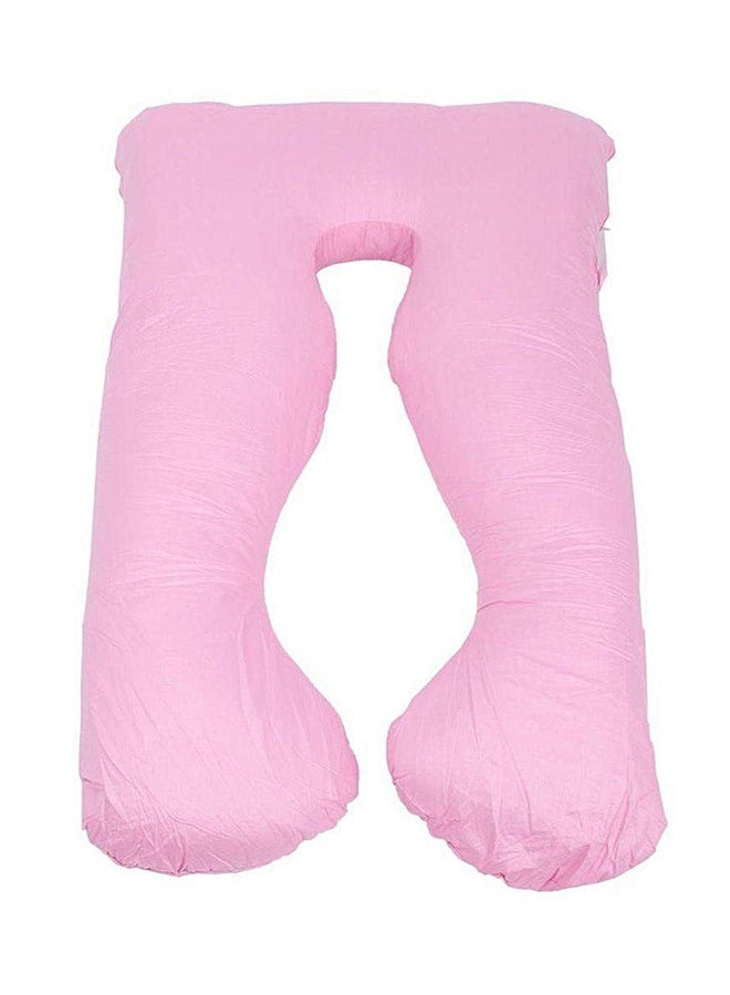 U-Shaped Maternity Pillow Cotton Pink 80x120cm - Image 1