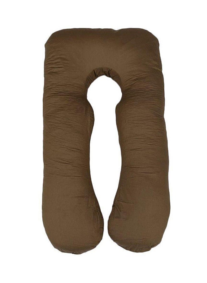 U-Shaped Maternity Pillow Cotton Brown 80x120cm - Image 1