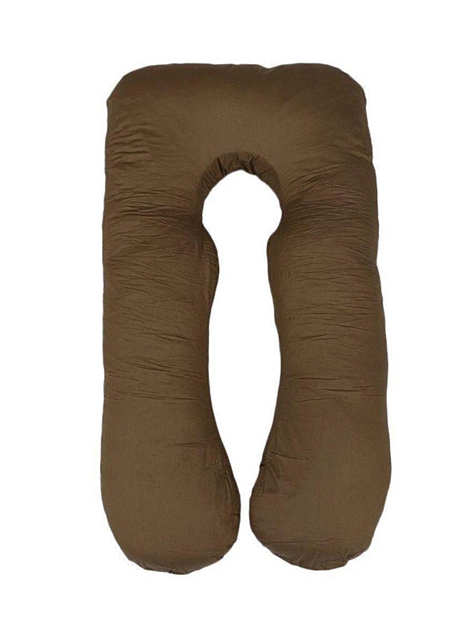 U-Shaped Maternity Pillow Cotton Brown 80x120cm - Image 1