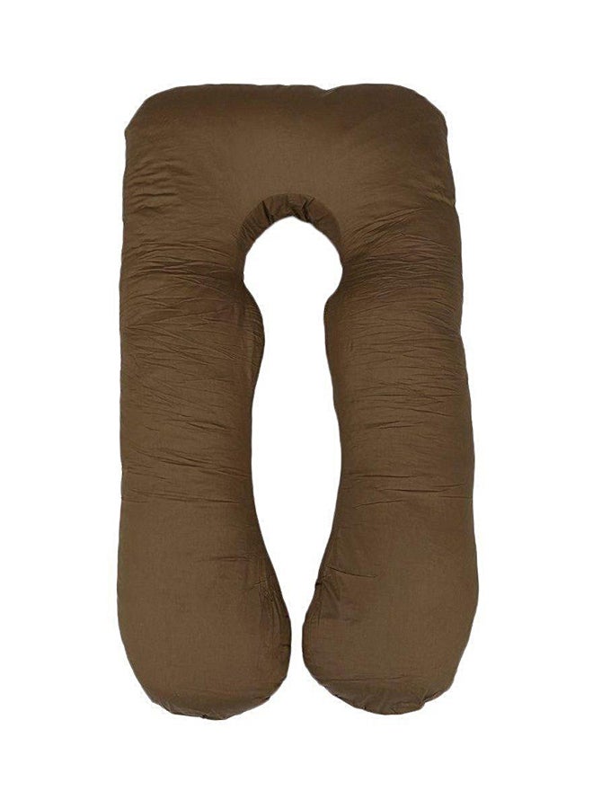 U-Shaped Maternity Pillow Cotton Brown 80x120cm - Image 1
