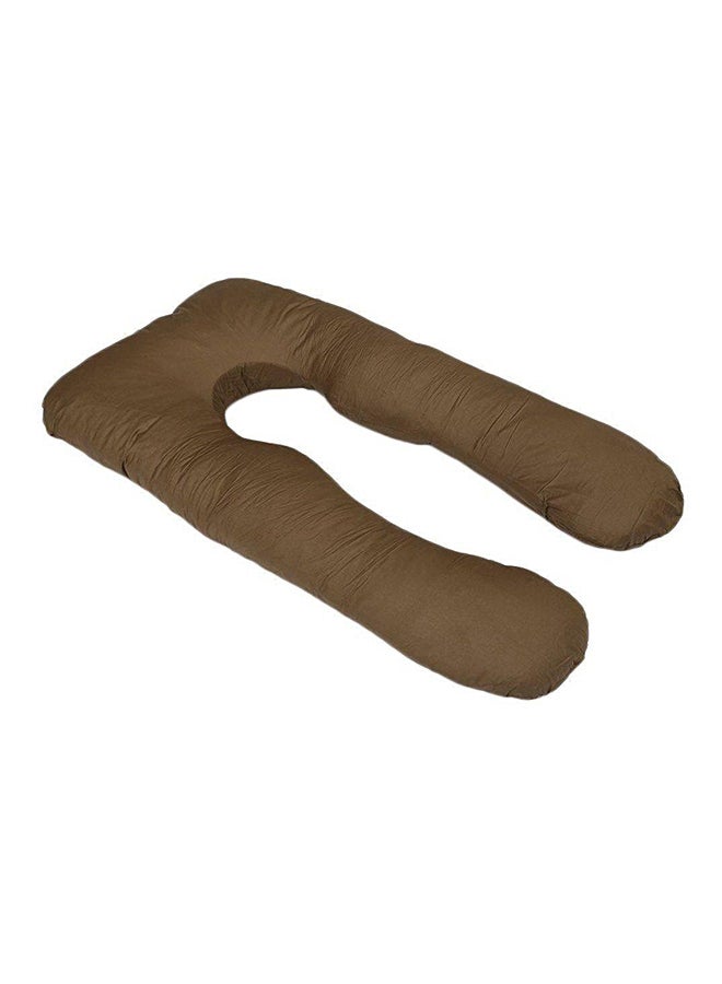 U-Shaped Maternity Pillow Cotton Brown 80x120cm - Image 2