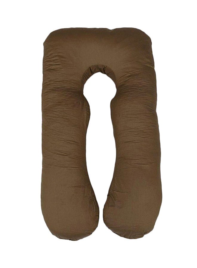 U-Shaped Maternity Pillow Cotton Brown 100x120cm - Image 1
