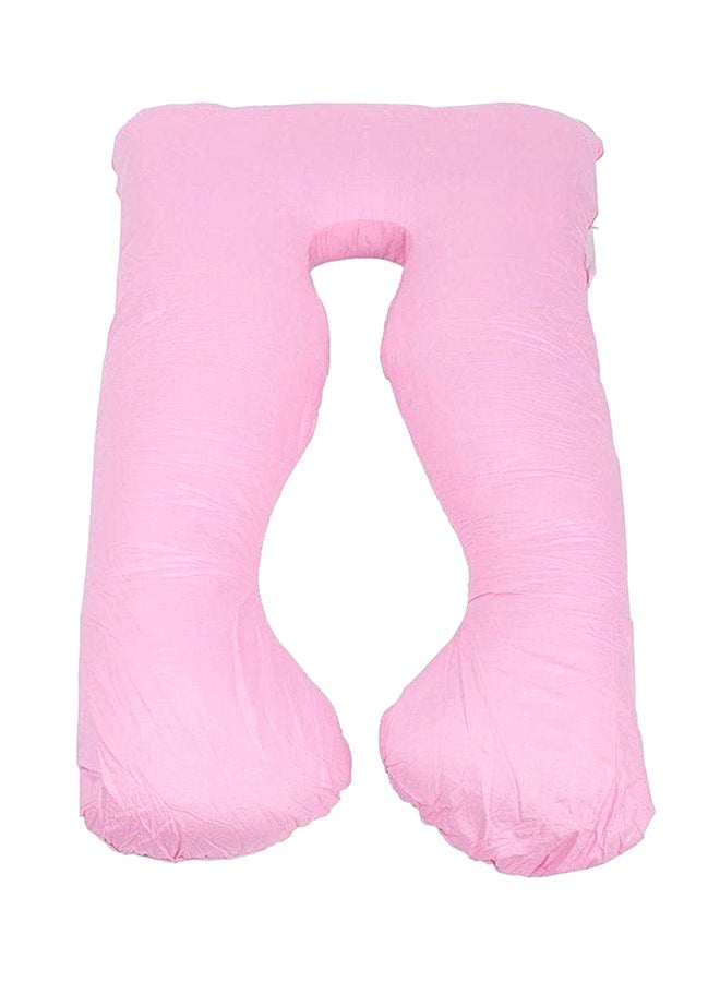U-Shaped Maternity Pillow Cotton Pink 120x80cm - Image 1
