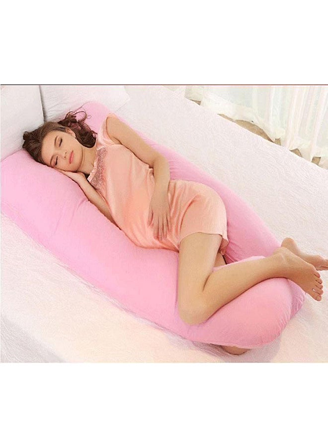U-Shaped Maternity Pillow Cotton Pink 120x80cm - Image 2
