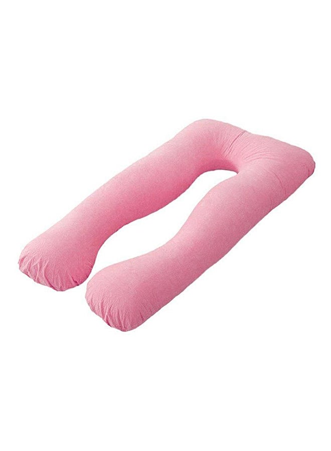 U-Shaped Maternity Pillow Cotton Pink 120x80cm - Image 1