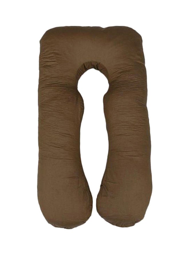U-Shaped Maternity Pillow Cotton Brown 80x80cm - Image 1