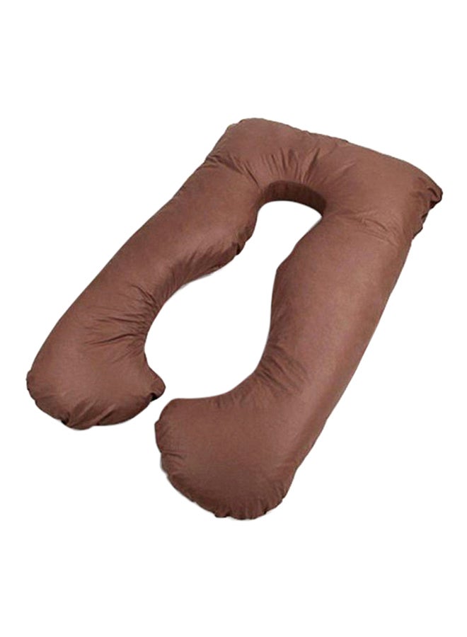 U-Shaped Maternity Pillow Cotton Brown 80x80cm - Image 2