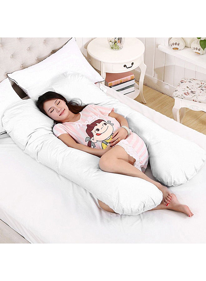 U-Shaped Maternity Pillow Cotton White 125x75cm - Image 2
