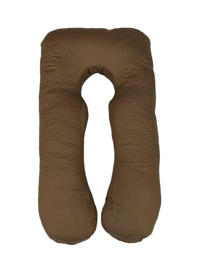 U-Shaped Maternity Pillow Cotton Brown 120x80cm - Image 1