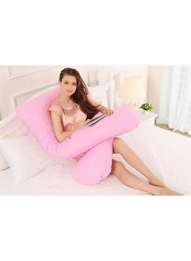 U-Shaped Maternity Pillow Cotton Pink 120x80cm - Image 2