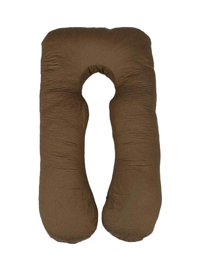 U-Shaped Maternity Pillow Cotton Brown 120x80cm - Image 1