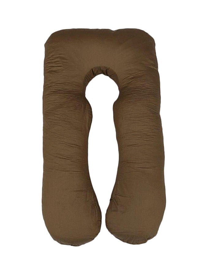 U-Shaped Maternity Pillow Cotton Brown 120x80cm - Image 1