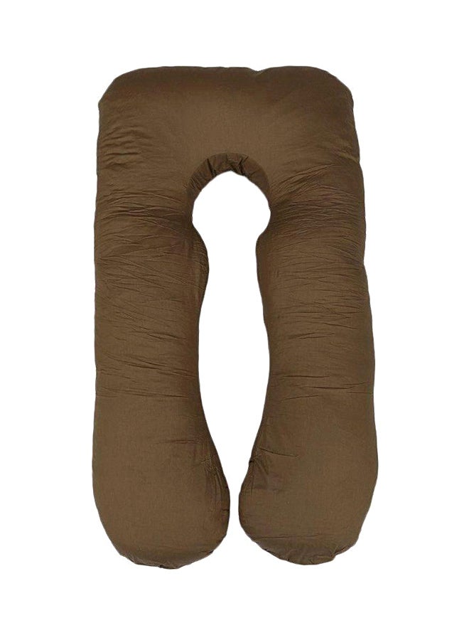 U-Shaped Maternity Pillow Cotton Brown 120x80cm - Image 1
