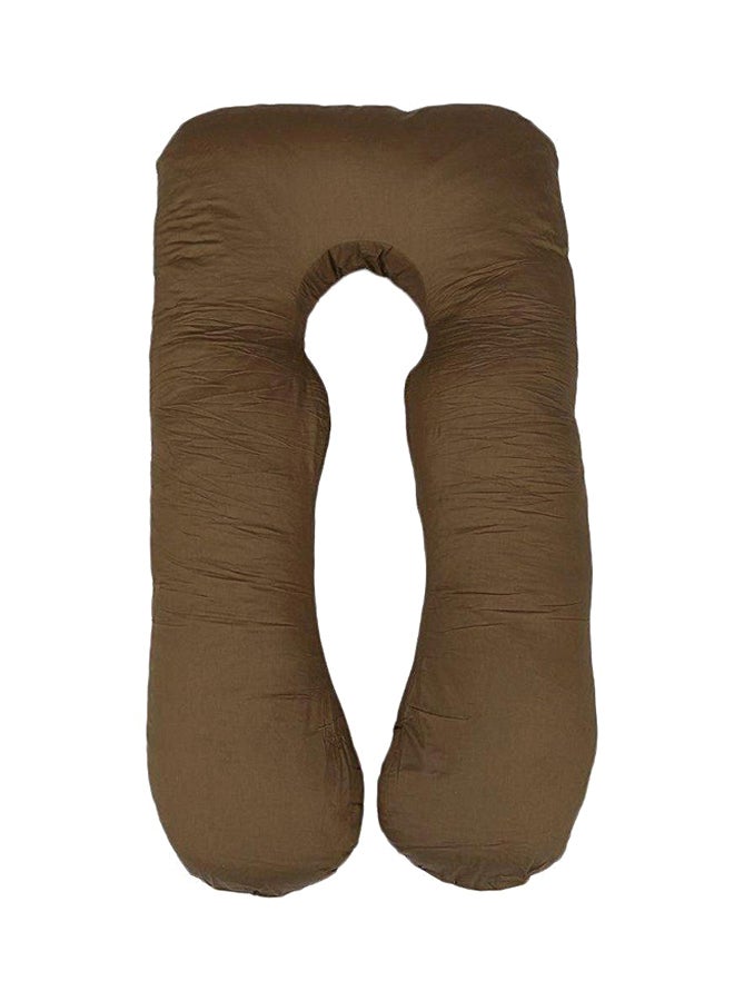 U-Shaped Maternity Pillow Cotton Brown 120x80cm - Image 1