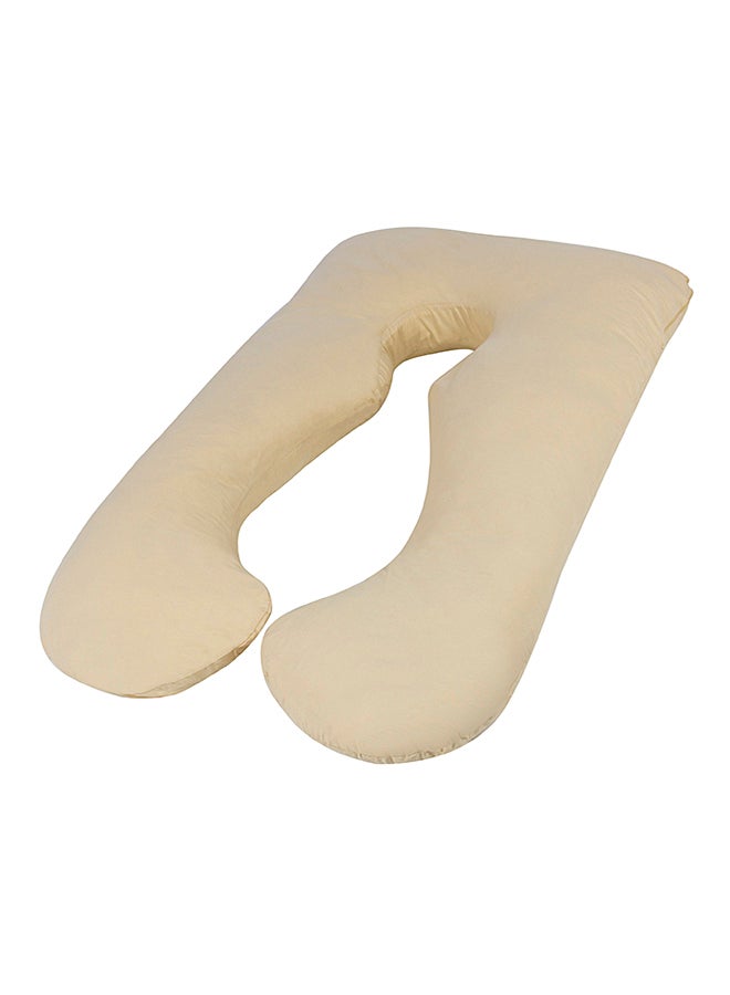 U-Shaped Maternity Pillow Cotton Beige 120x80cm
