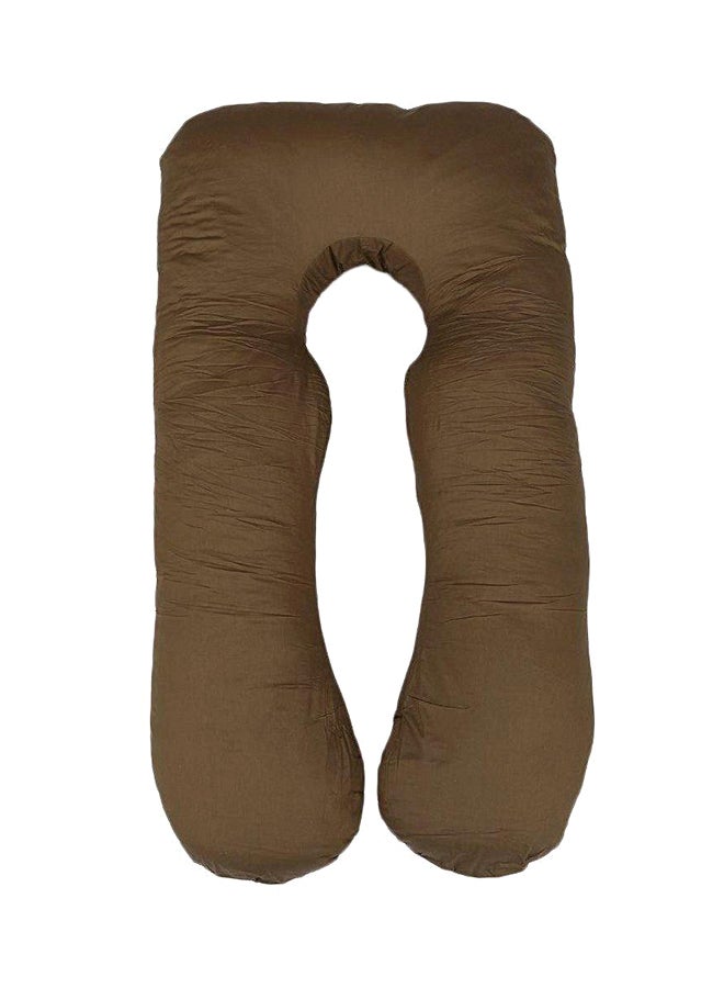 U-Shaped Maternity Pillow cotton Brown 120x80cm - Image 1