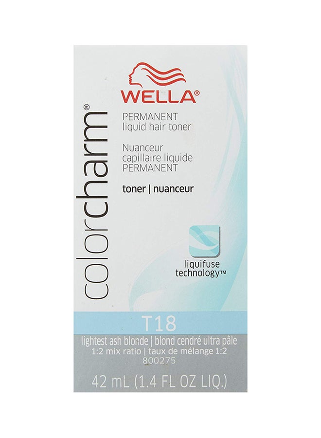 ويلا تونر سائل كولور تشارم لصبغ الشعر بلون دائم T18 أشقر رمادي شاحب 42ملليلتر - Image 2