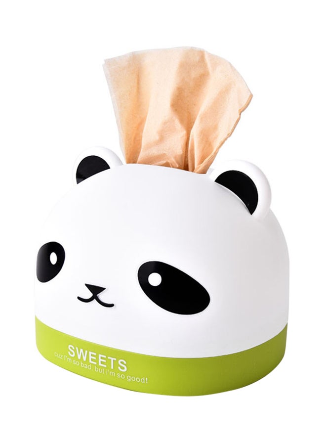 Panda Shaped Tissue Box White/Green 16.7x14.6x13centimeter - Image 1