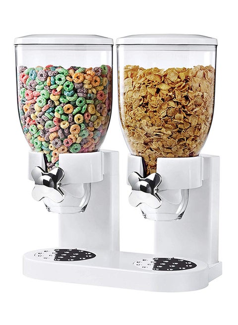 Dual Cereal Dispenser White/Clear/Silver