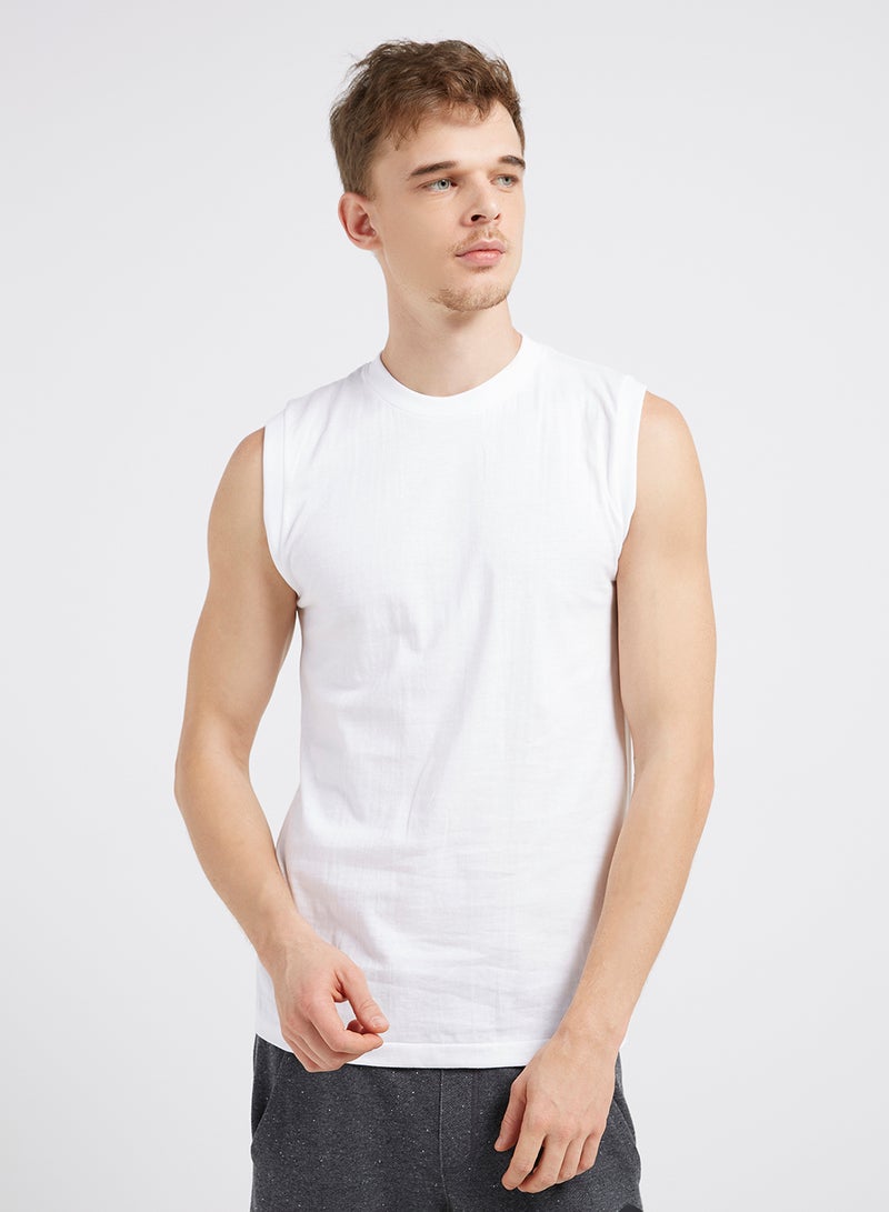 BYC - Sleeveless Crew Neck T-Shirt White - Image 1