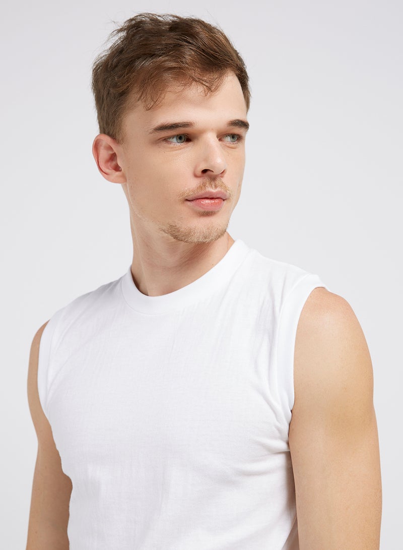 BYC - Sleeveless Crew Neck T-Shirt White - Image 1