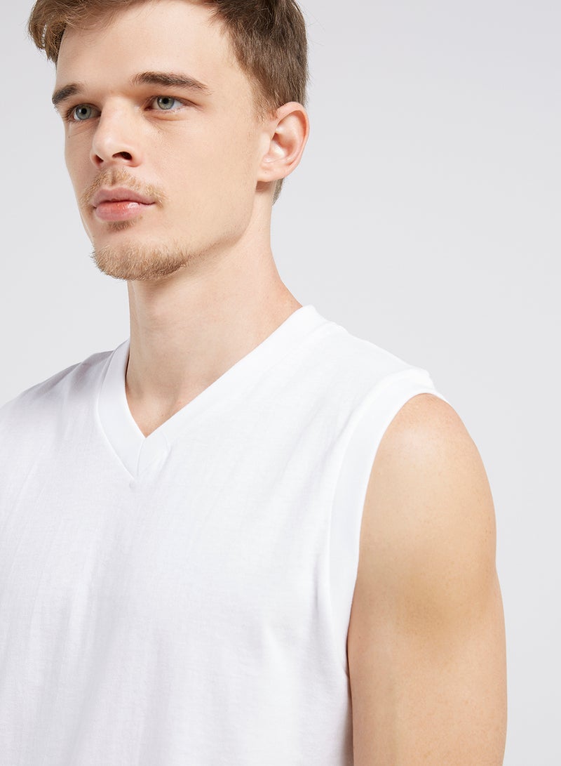 BYC - Sleeveless V-Neck T-Shirt White - Image 1