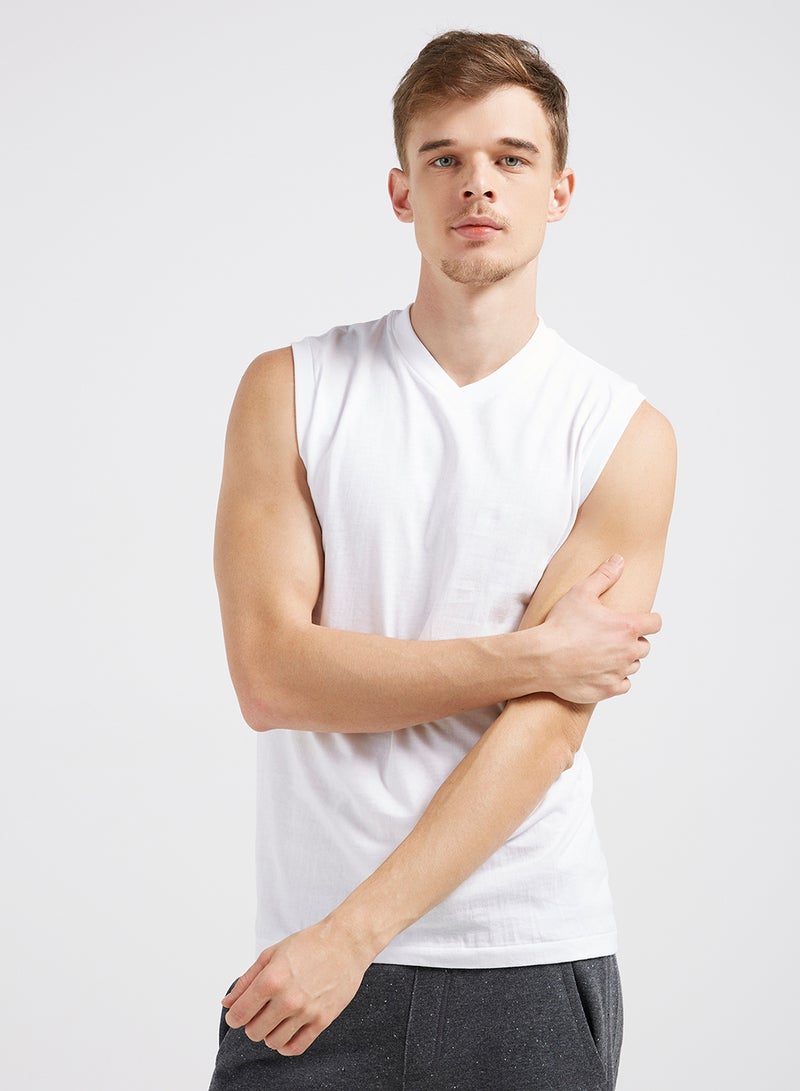 Sleeveless V-Neck T-Shirt White - v1533466825/N15547027A_M1