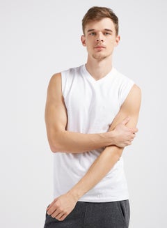 Sleeveless V-Neck T-Shirt White