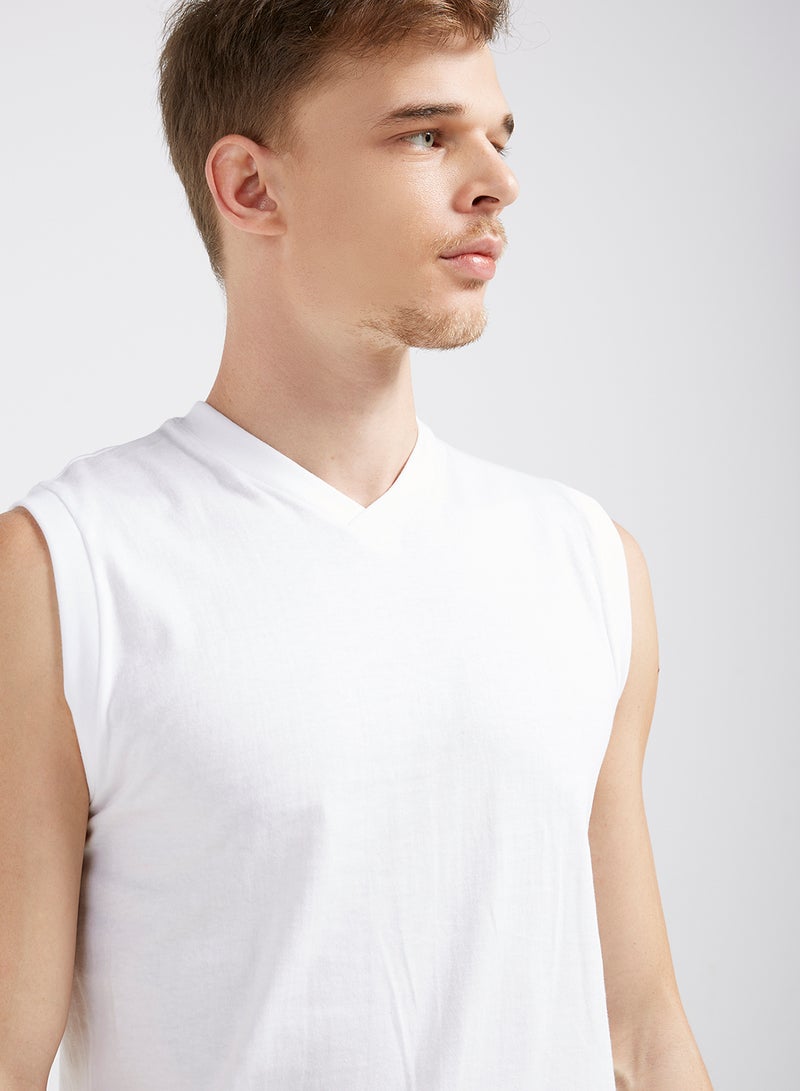 Sleeveless V-Neck T-Shirt White - v1533466826/N15547027A_M4