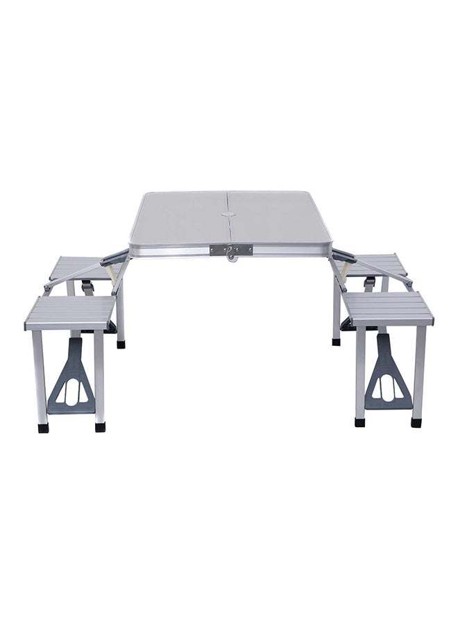 Generic 4-Seat Outdoor Portable Picnic Table Silver  - Image 1