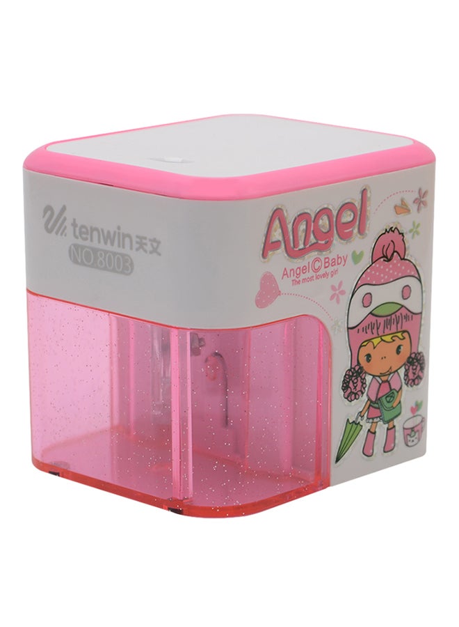 تن ون مبراة أقلام رصاص إلكترونية أوتوماتيكية وردي/أبيض - Image 1