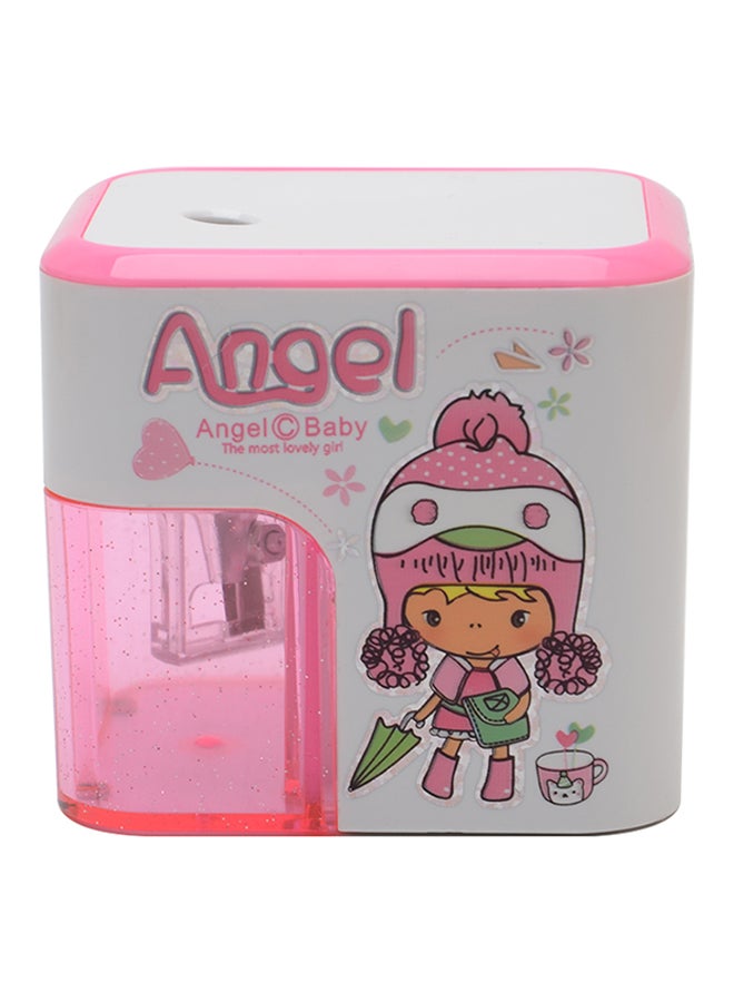 تن ون مبراة أقلام رصاص إلكترونية أوتوماتيكية وردي/أبيض - Image 2