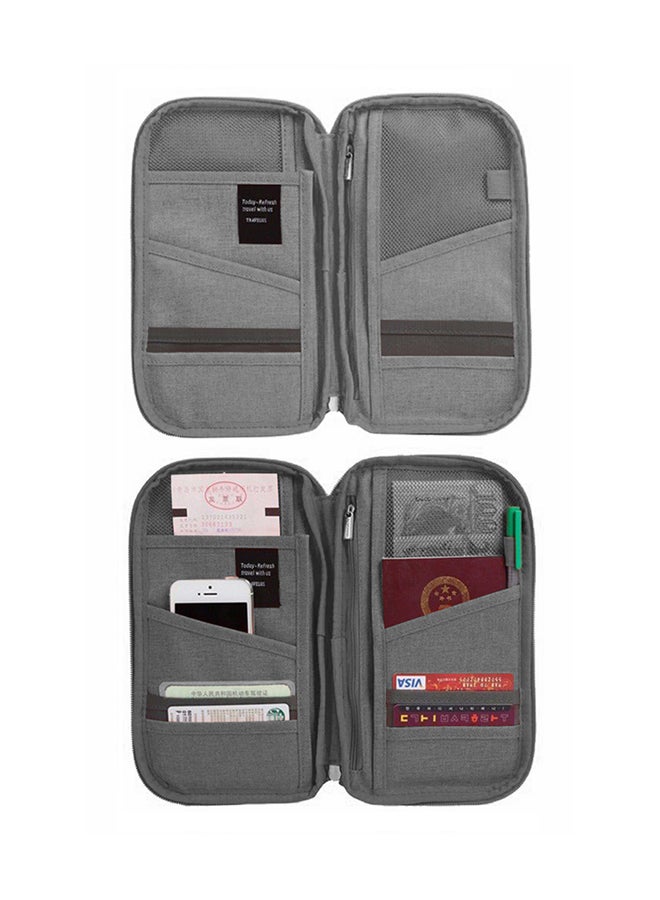 Travelus - Zipper Closure Passport Ticket Holder Grey - Image 1