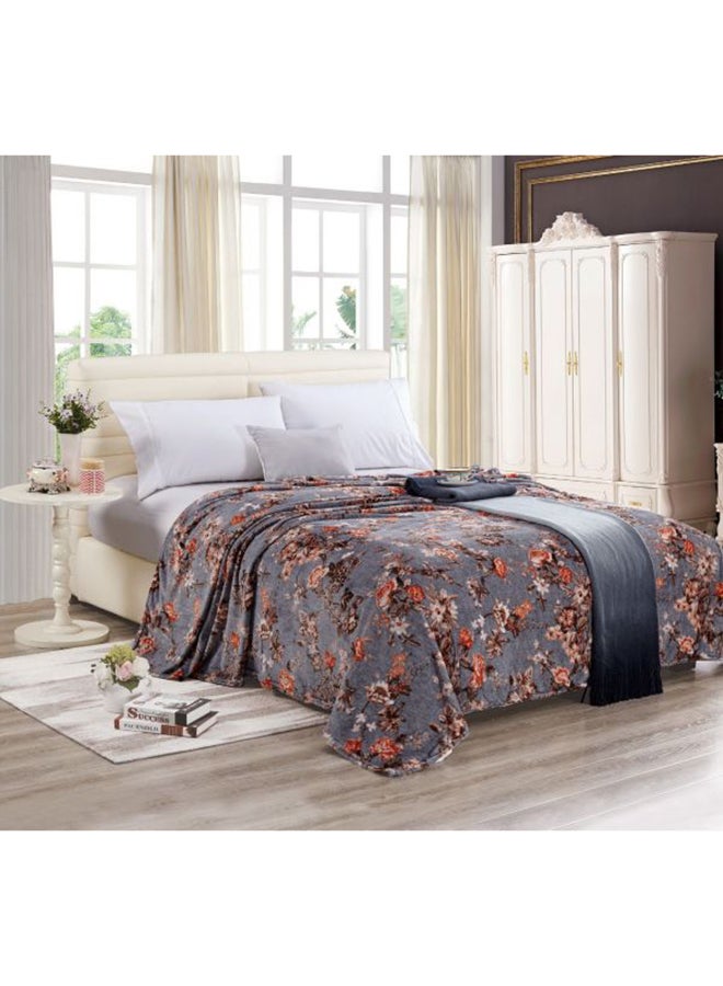 Moon Soft Floral Bed Blanket King Size Flannel Multicolour 220x200cm 