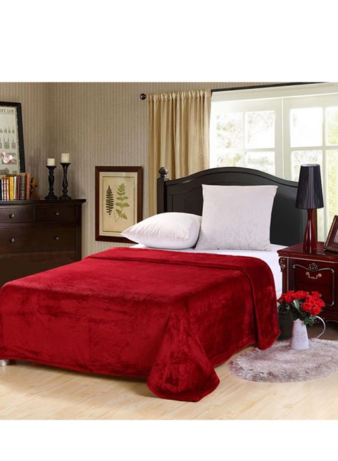 1 Piece Soft Carved Bed Blanket King Size Flannel Red 220x200cm