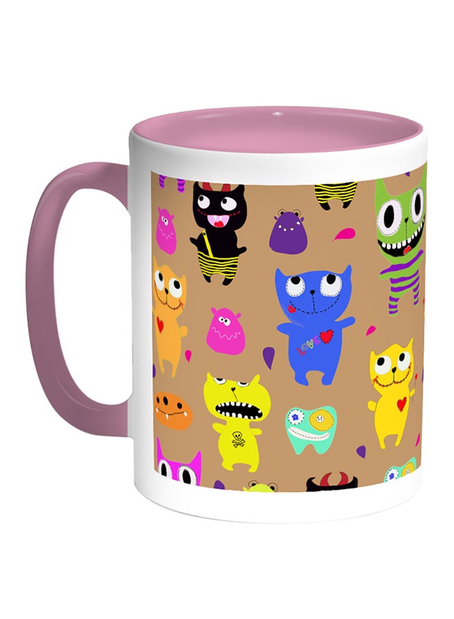 Decalac Cartoons Printed Coffee Mug White/Pink