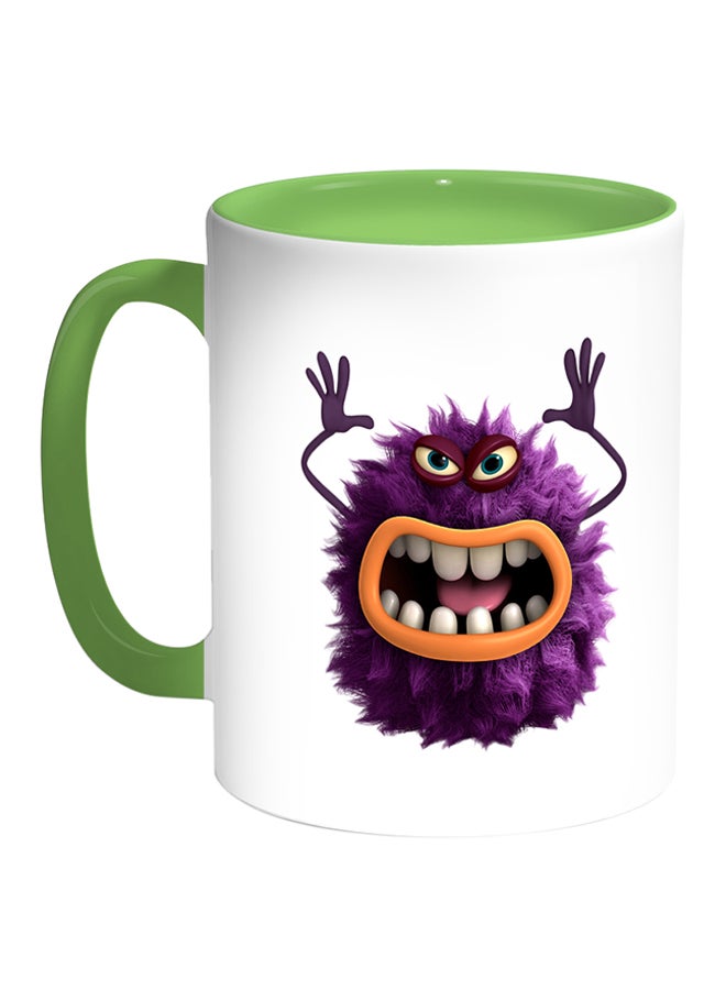 ديكالاك قدح قهوة مطبوع عليه صورة وحش أبيض/أخضر