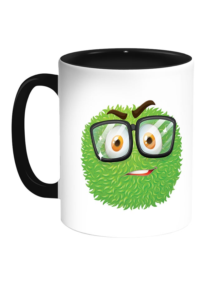 Decalac Colourful Monster With Glasses Printed Coffee Mug White/Black
